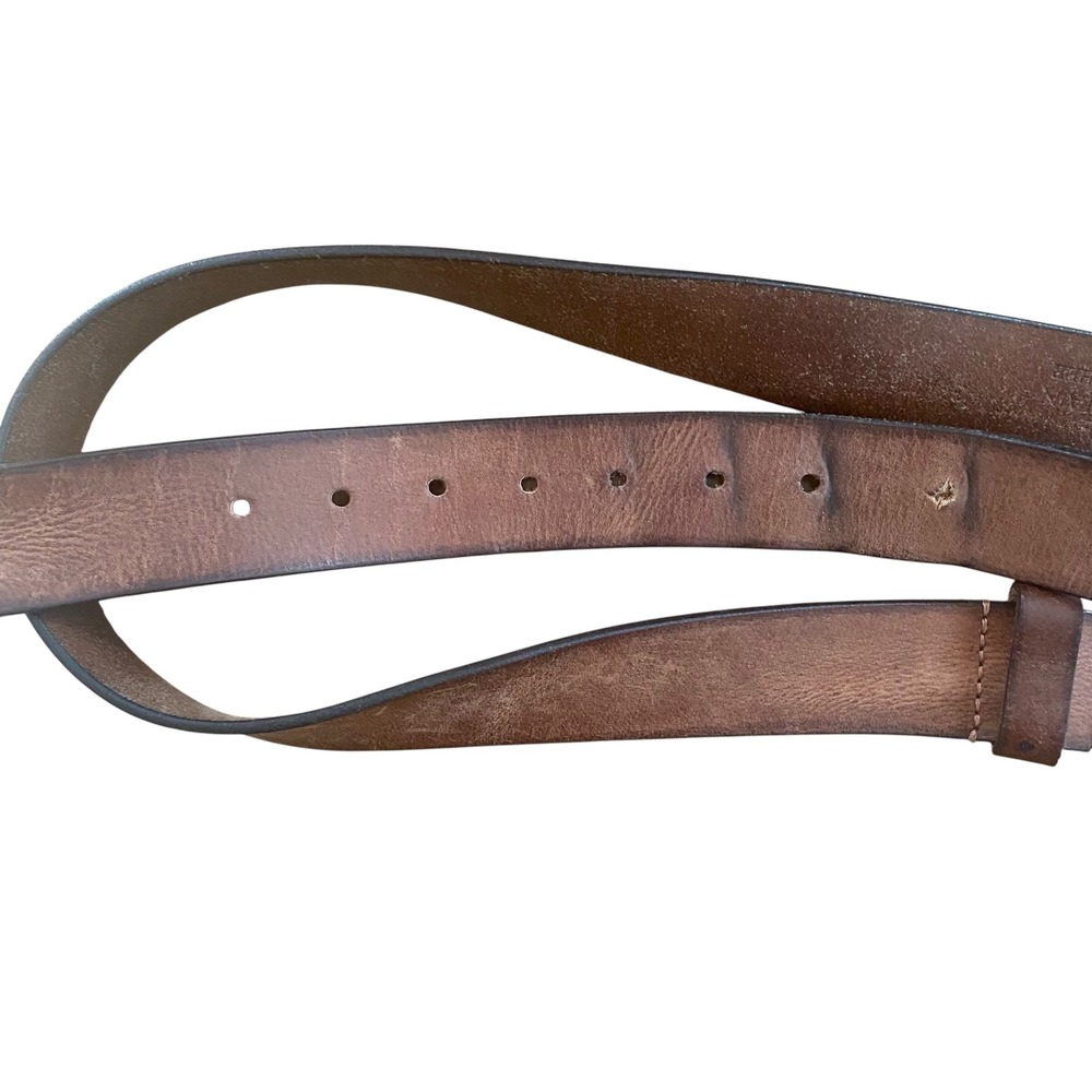 Stone Mountain Mens Brown Leather Belt Distressed Rugged Buckle Western XL42-44‎ - Picture 9 of 10